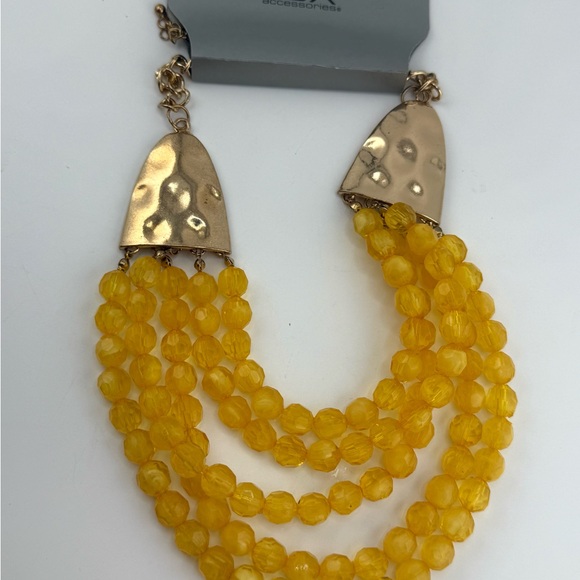 Elegant Lux Yellow Multi-Strand Beaded Necklace with Lobster Claw Clasp NWT - Picture 7 of 14